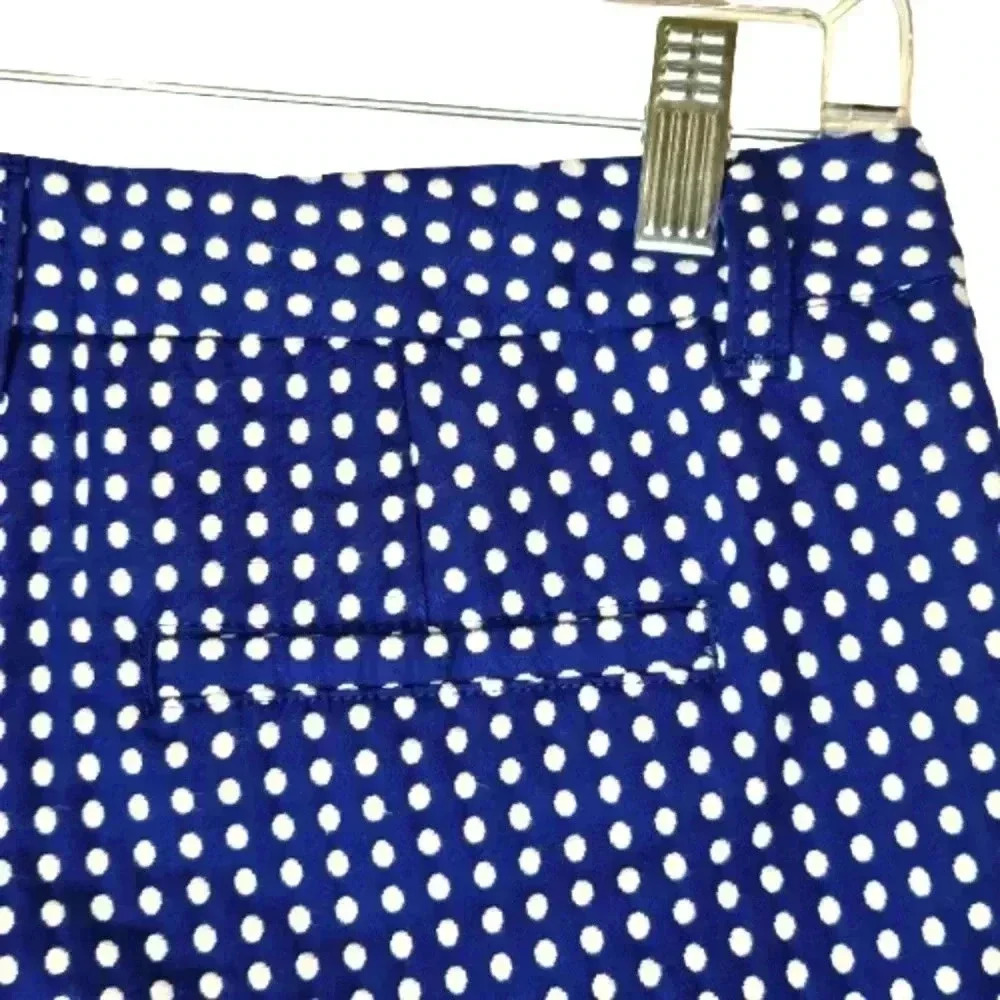 Merona Blue Polka Dot Short Shorts Size 4 Cuffed Cotton Blend Summer Casual Chic - Picture 8 of 13